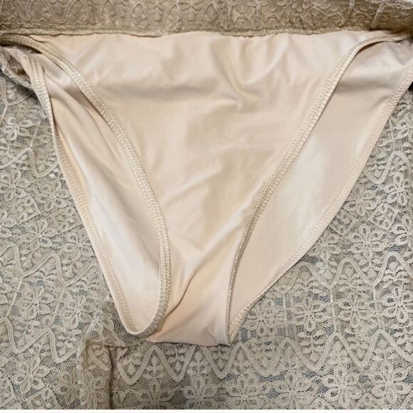 Beige / Nude Color Sheer Lace Palazzo Pants Size 12 - Picture 4 of 10